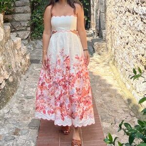 Zimmermann Devi Scalloped Cutout Midi Dress